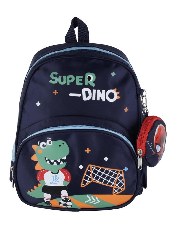 ZEVORA Kids Backpack - Cartoon Super Dino Design (Navy Blue) Waterproof Shoulder Bag (Dark Blue, 11 inch) - Image 1